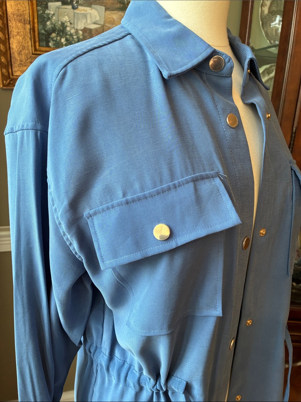 Anne Klein Light Blue Drawstring Utility Jacket Size Small - Picture 3 of 6